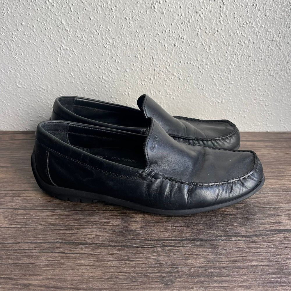 Ecco‎ Black Leather Casual Loafers Slip Ons Shoes Mens Size 44 / 10.5